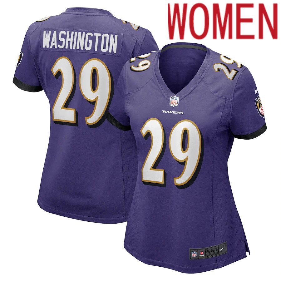 Women Baltimore Ravens #29 ArDarius Washington Nike Purple Player Game NFL Jersey